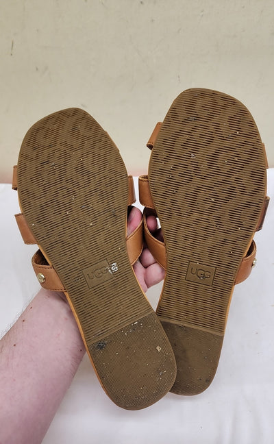 Ugg Women's Size 11 Tan Leather Sandals Shoes