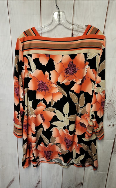 JM Collection Women's Size 2X Black & Orange Floral Dress