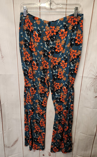 Free People Women's Size M Teal Floral Pants