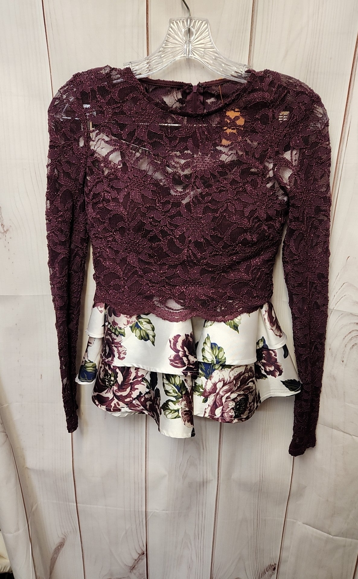 City Studio Women's Size 5 White & Purple Floral Skirt Set