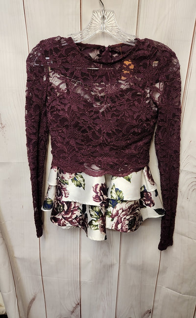 City Studio Women's Size 5 White & Purple Floral Skirt Set