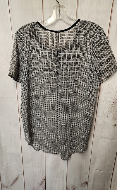 Bellatrix Women's Size L White & Black Short Sleeve Top