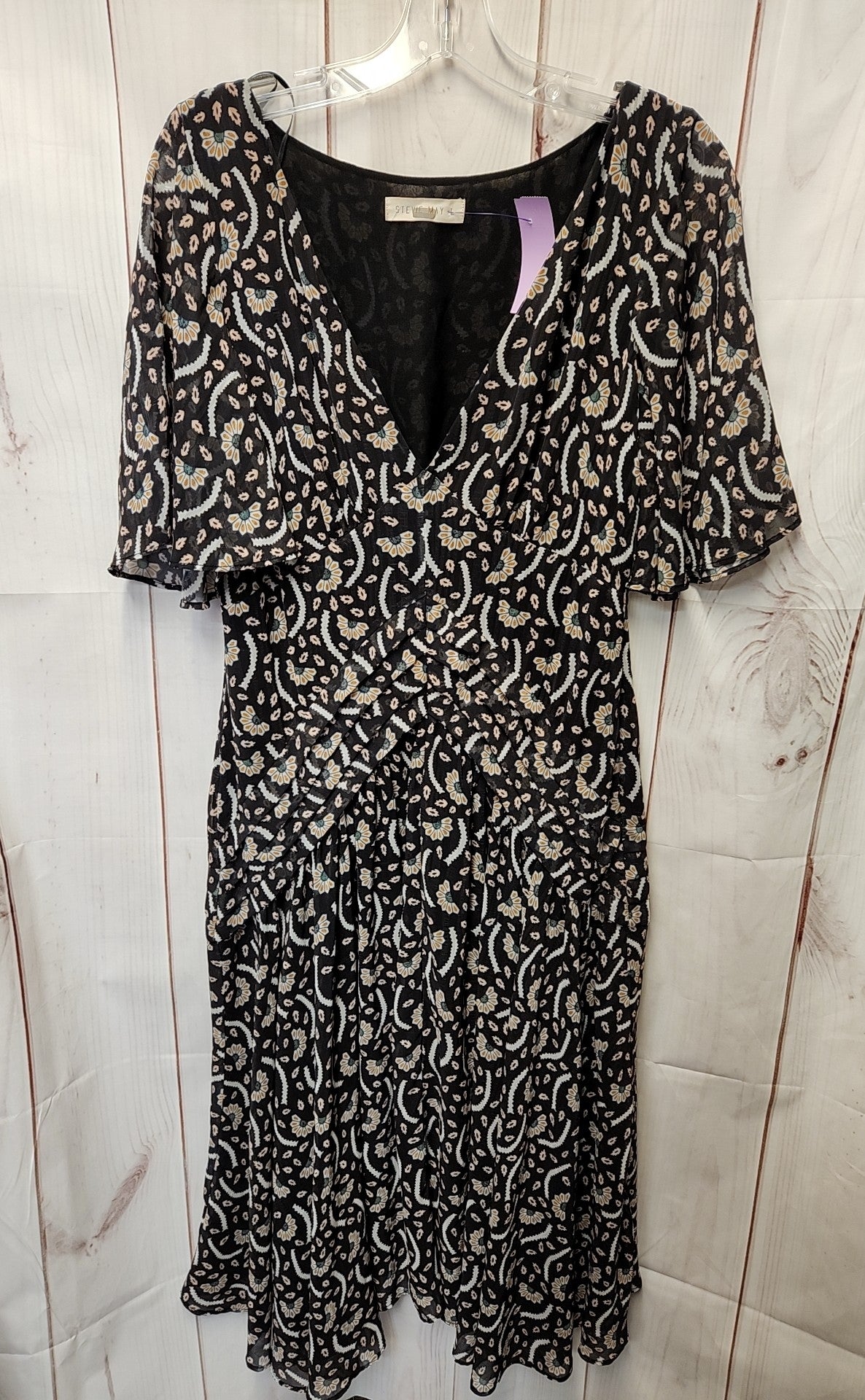 Stevie May Women's Size L Black Floral Dress