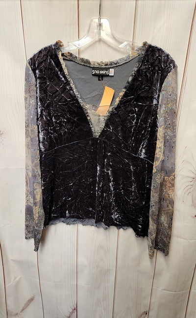 Sno Skins Women's Size L Gray Velour Long Sleeve Top