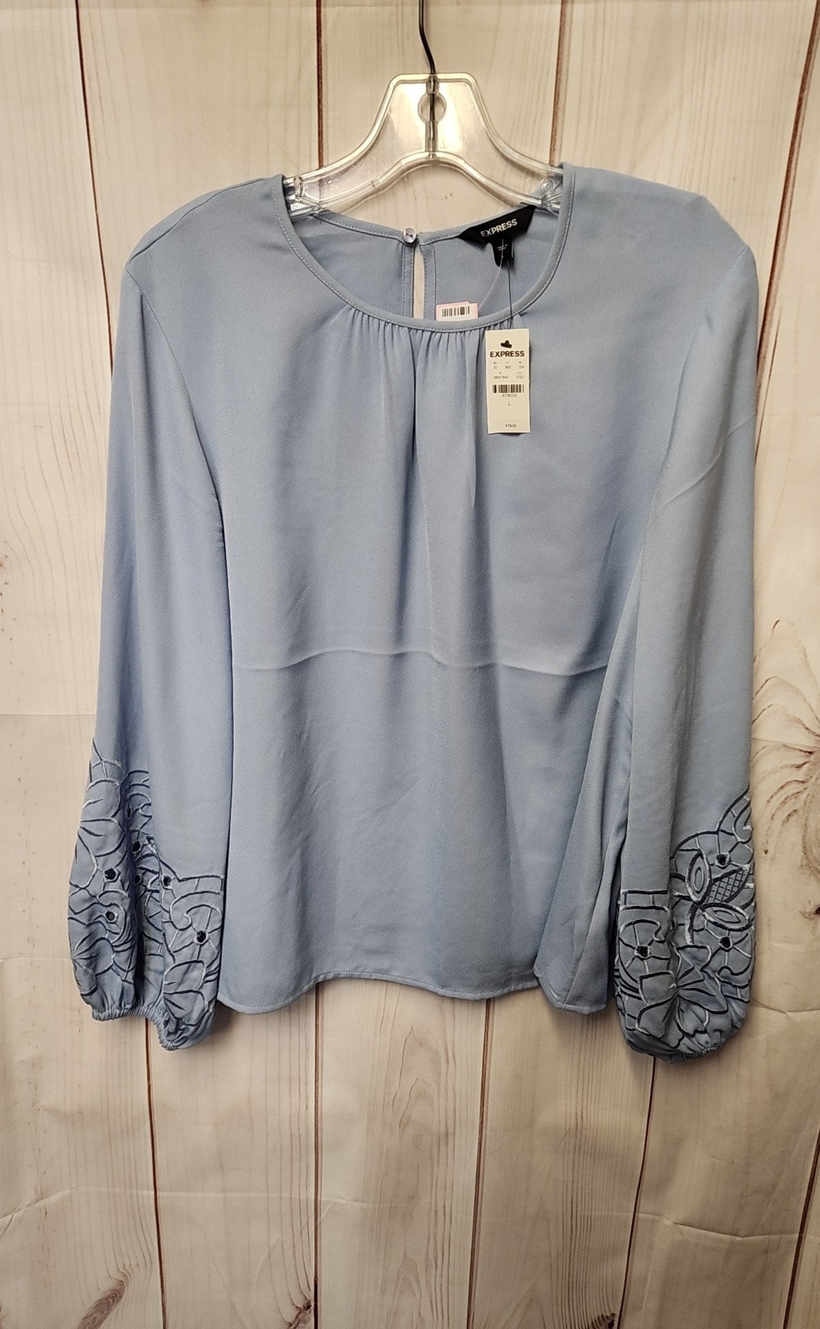 NWT Express Women's Size L Light Blue Long Sleeve Top