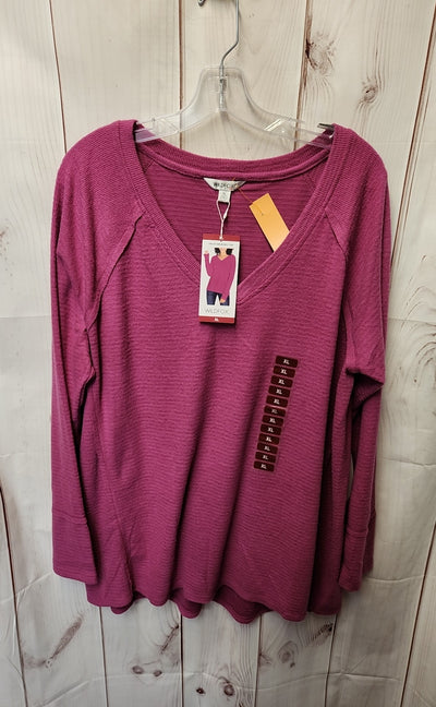 NWT Wildfox Women's Size XL Pink Long Sleeve Top Haley Brushed Top