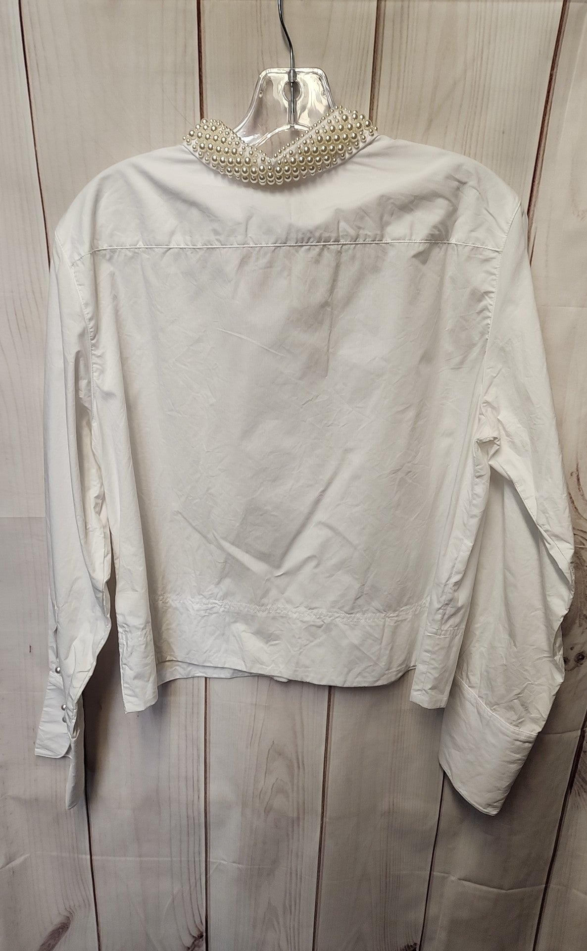 J Crew Women's Size 8 White Beaded Long Sleeve Top