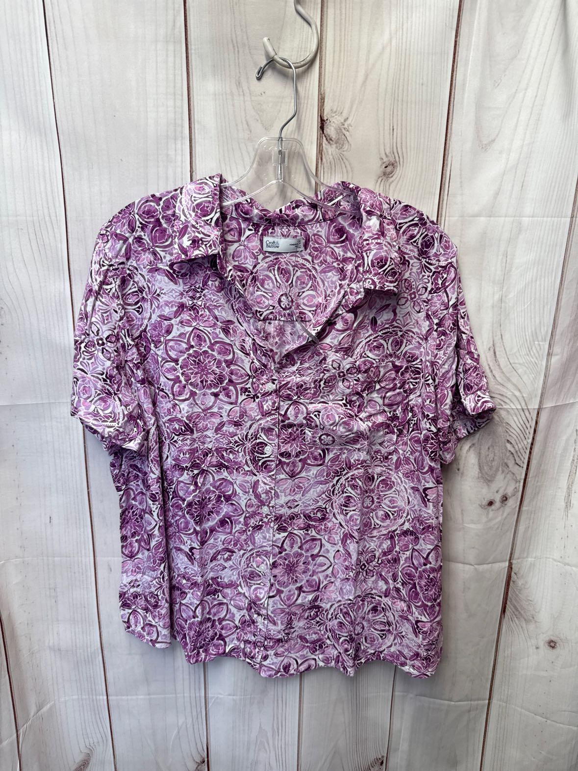 Croft & Barrow Women's Size 1X Purple Floral Short Sleeve Top