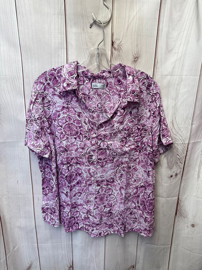 Croft & Barrow Women's Size 1X Purple Floral Short Sleeve Top
