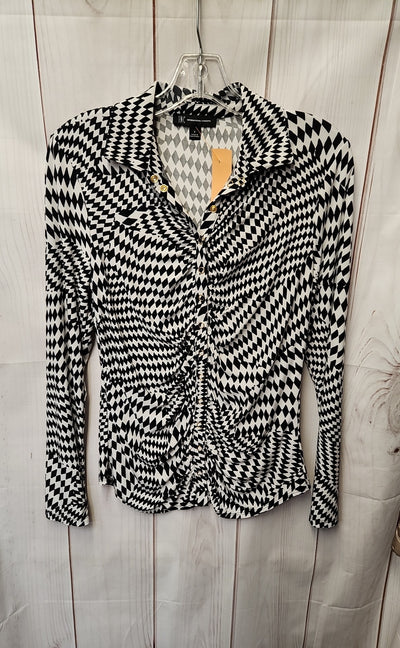 INC Women's Size S White & Black Long Sleeve Top