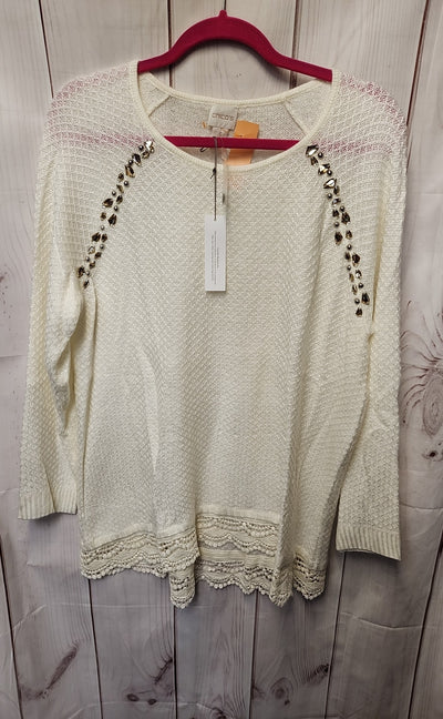 NWT Chico's Women's Size 3 = US XL White Sweater