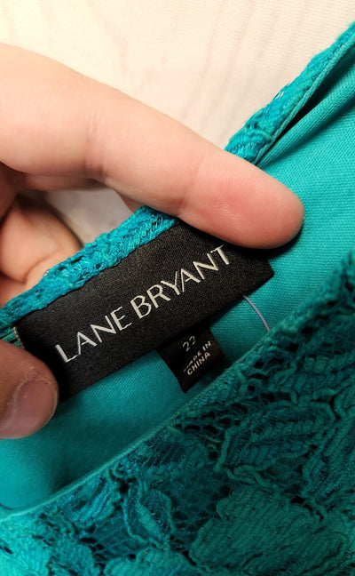 Lane Bryant Women's Size 22 Green Lace Floral Dress