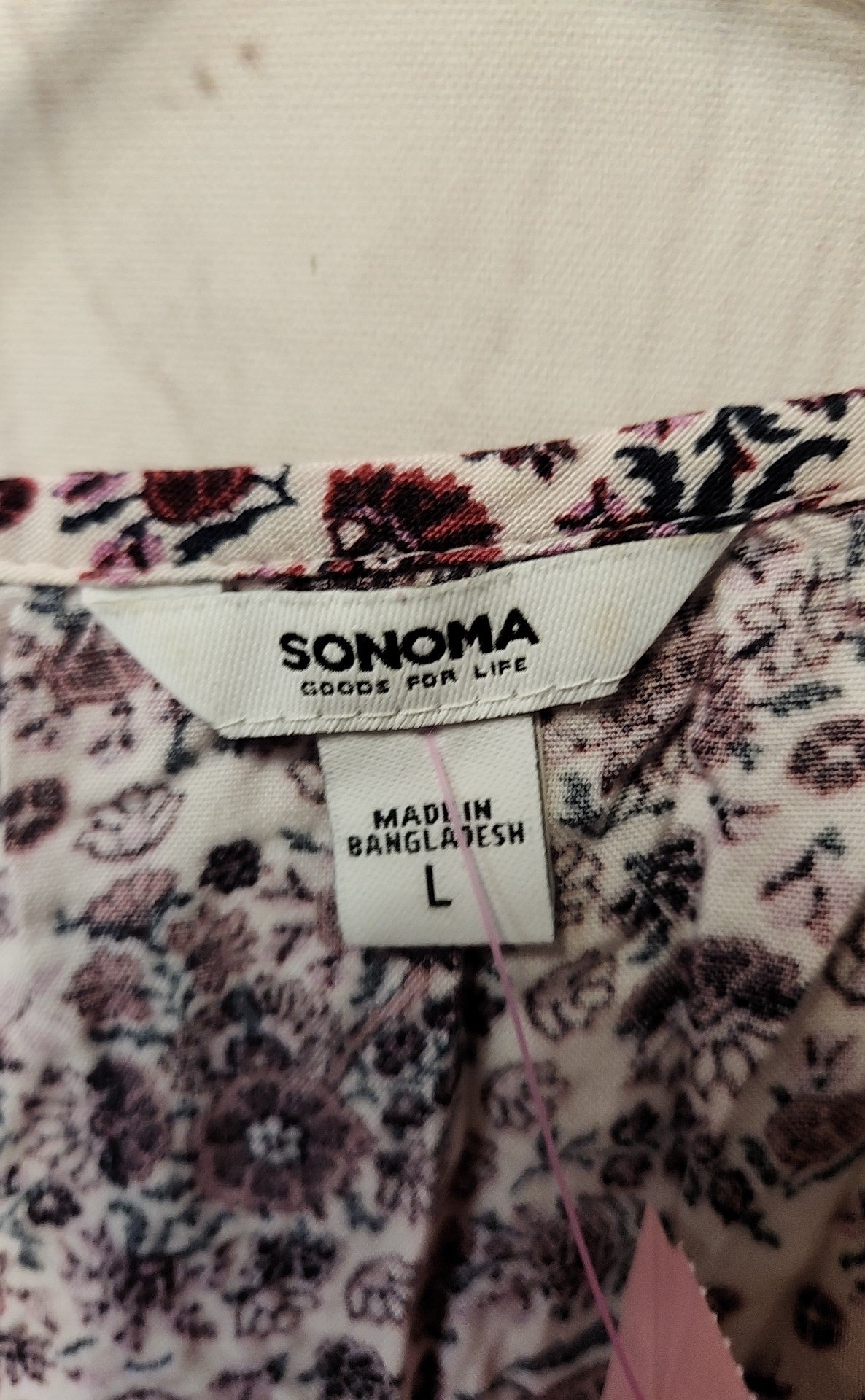 Sonoma Women's Size L Purple Floral 3/4 Sleeve Top