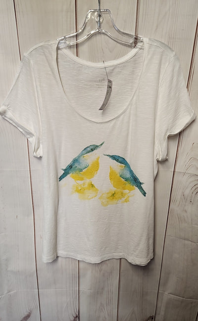 J Jill Women's Size M White Short Sleeve Top