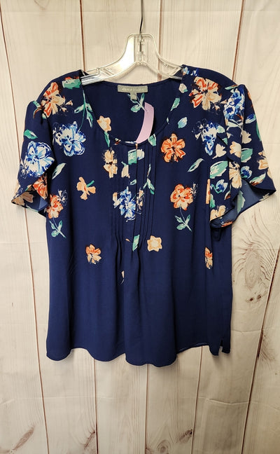 Danielrainn Women's Size XXL Navy Floral Short Sleeve Top