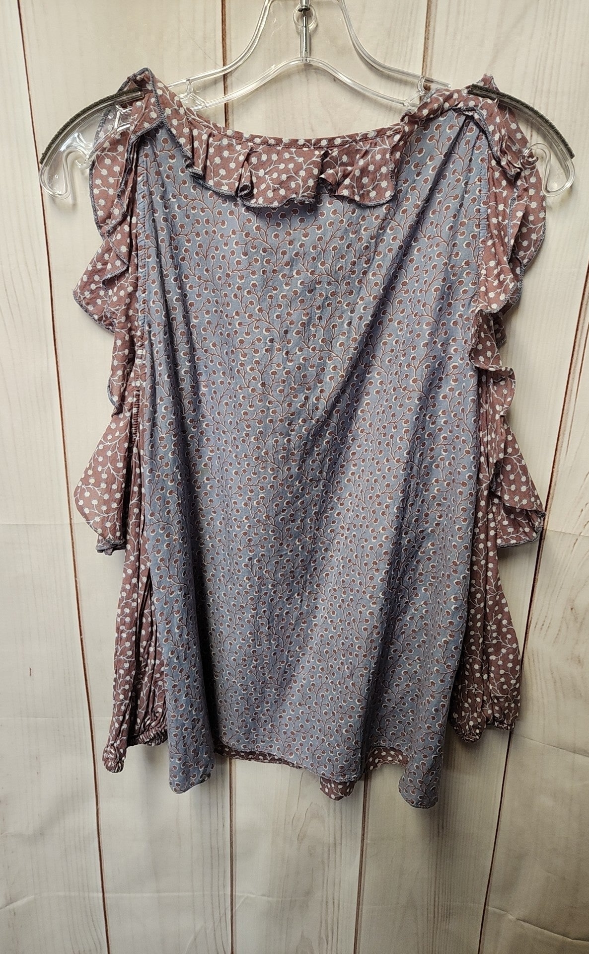French Connection Women's Size S Purple Floral Cold Shoulder Top