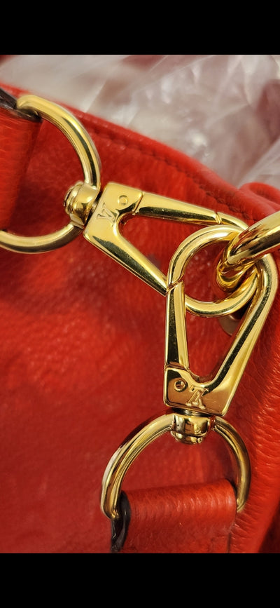COA Louis Vuitton Red Leather Monogram Empreinte Metis Hobo Bag Purse Shoulder