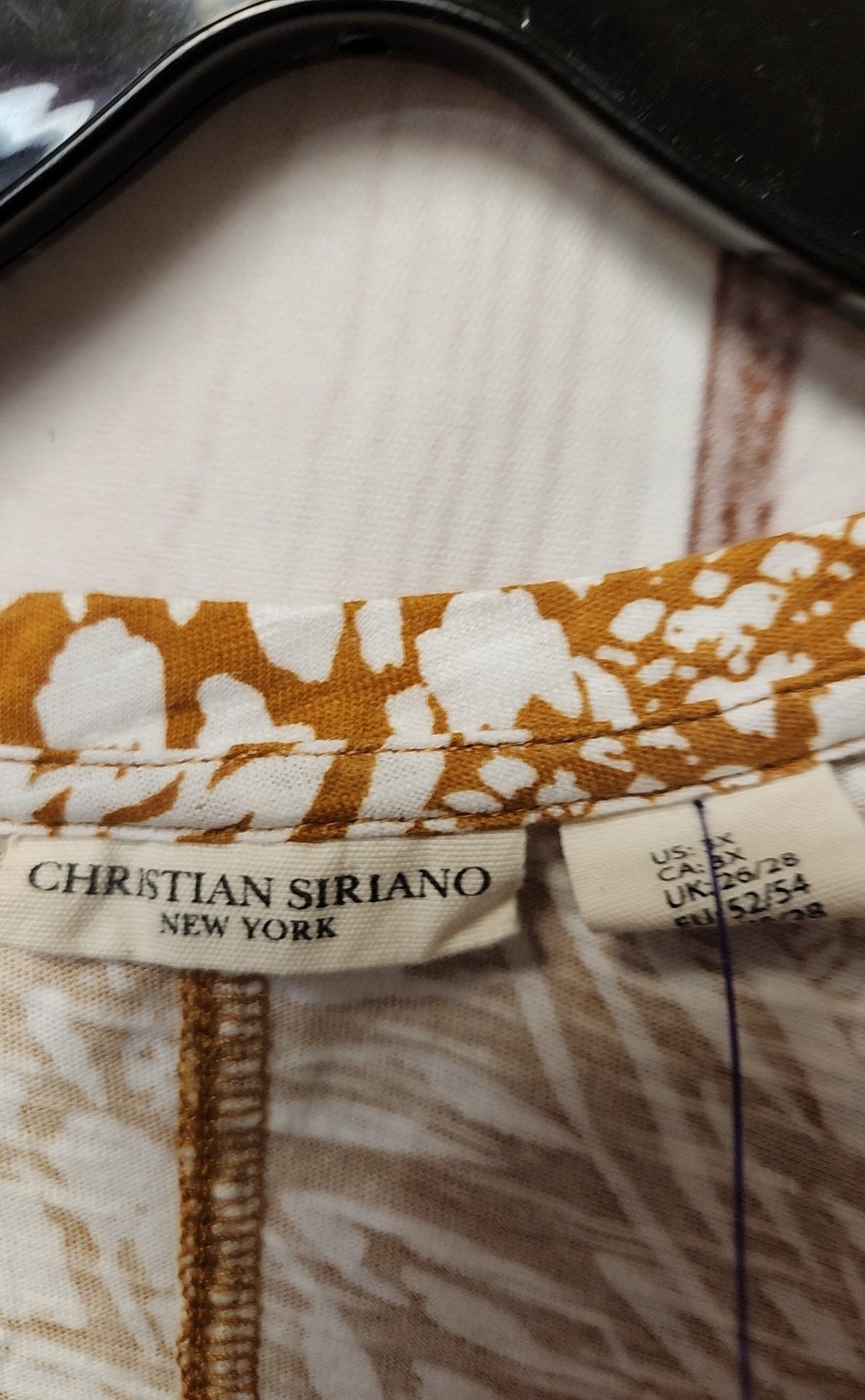 Christian Siriano Women's Size 3X Brown Floral 3/4 Sleeve Top