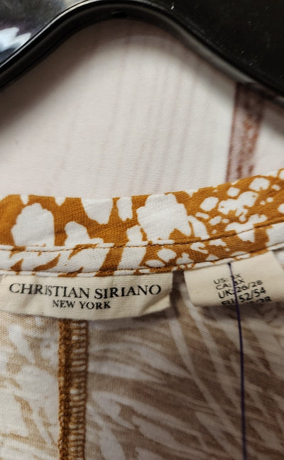 Christian Siriano Women's Size 3X Brown Floral 3/4 Sleeve Top