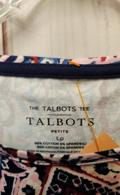 NWT Talbots Women's Size L Petite Blue & Pink Long Sleeve Top