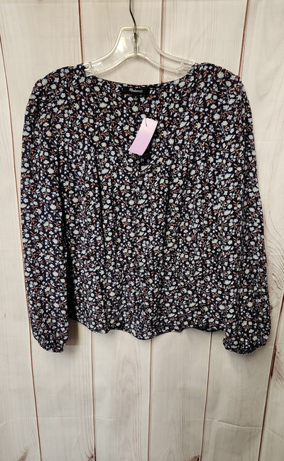 Madewell Women's Size M Navy Floral Long Sleeve Top