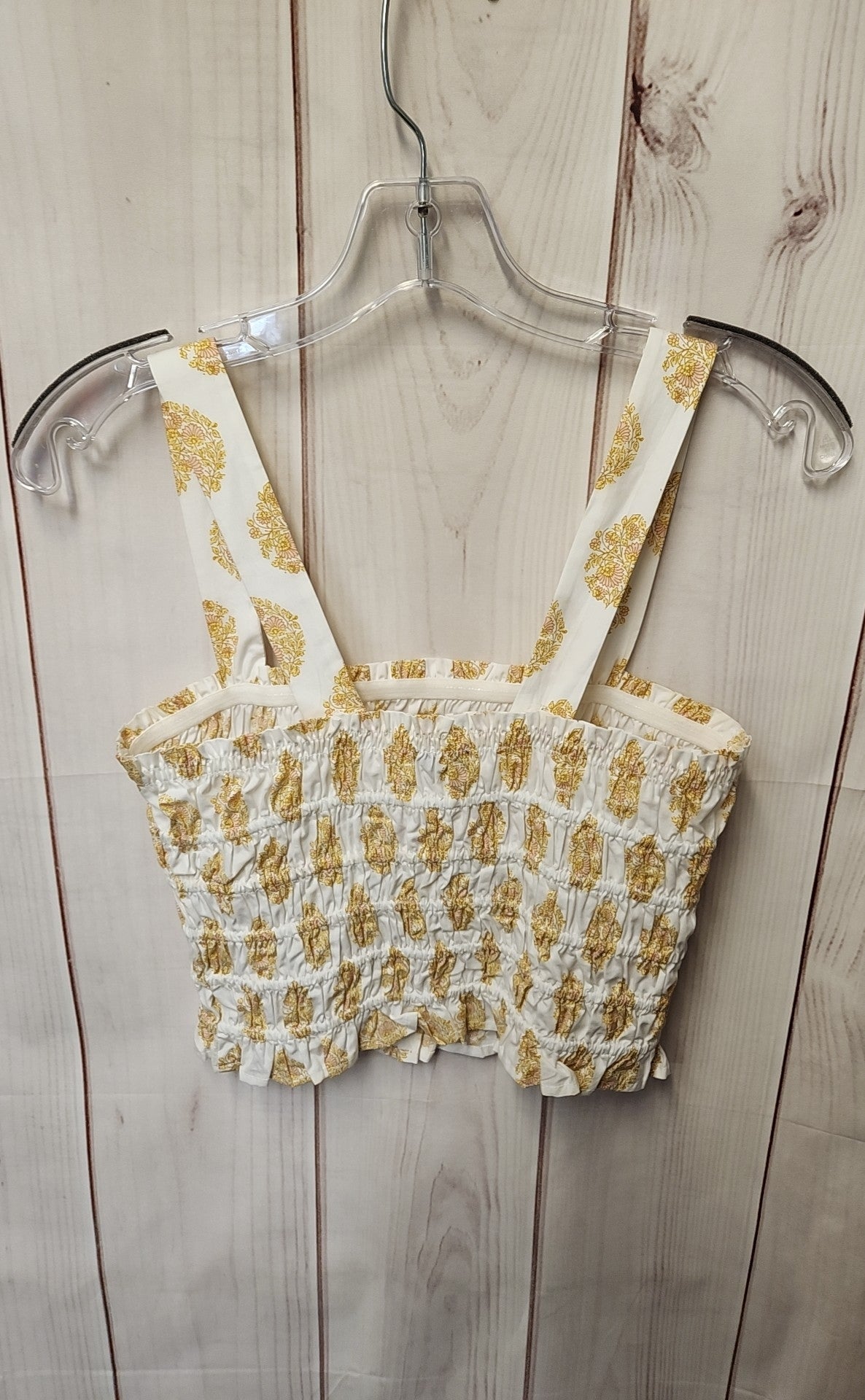J Crew Women's Size XS White & Yellow Floral Sleeveless Top