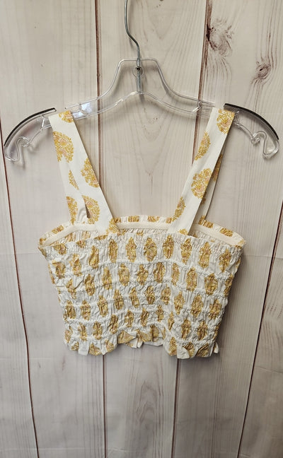J Crew Women's Size XS White & Yellow Floral Sleeveless Top
