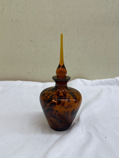 Handblown Amber Tortoiseshell Perfume Bottle w/ Stopper