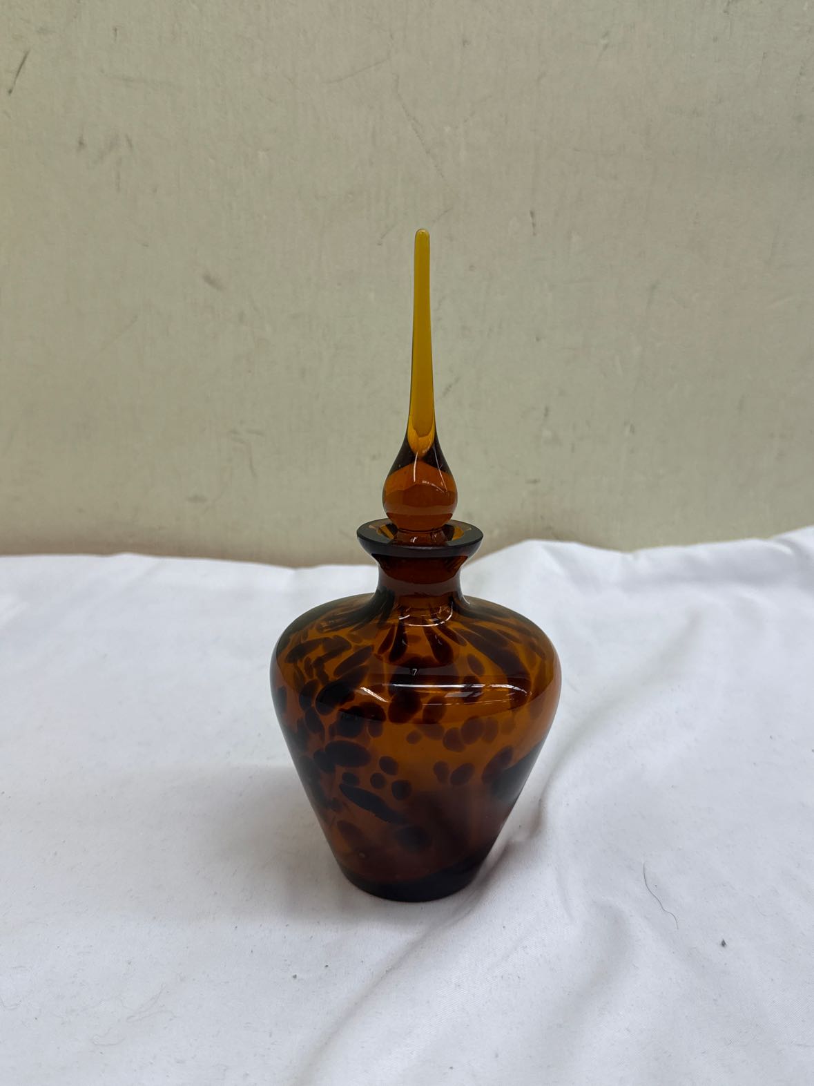 Handblown Amber Tortoiseshell Perfume Bottle w/ Stopper