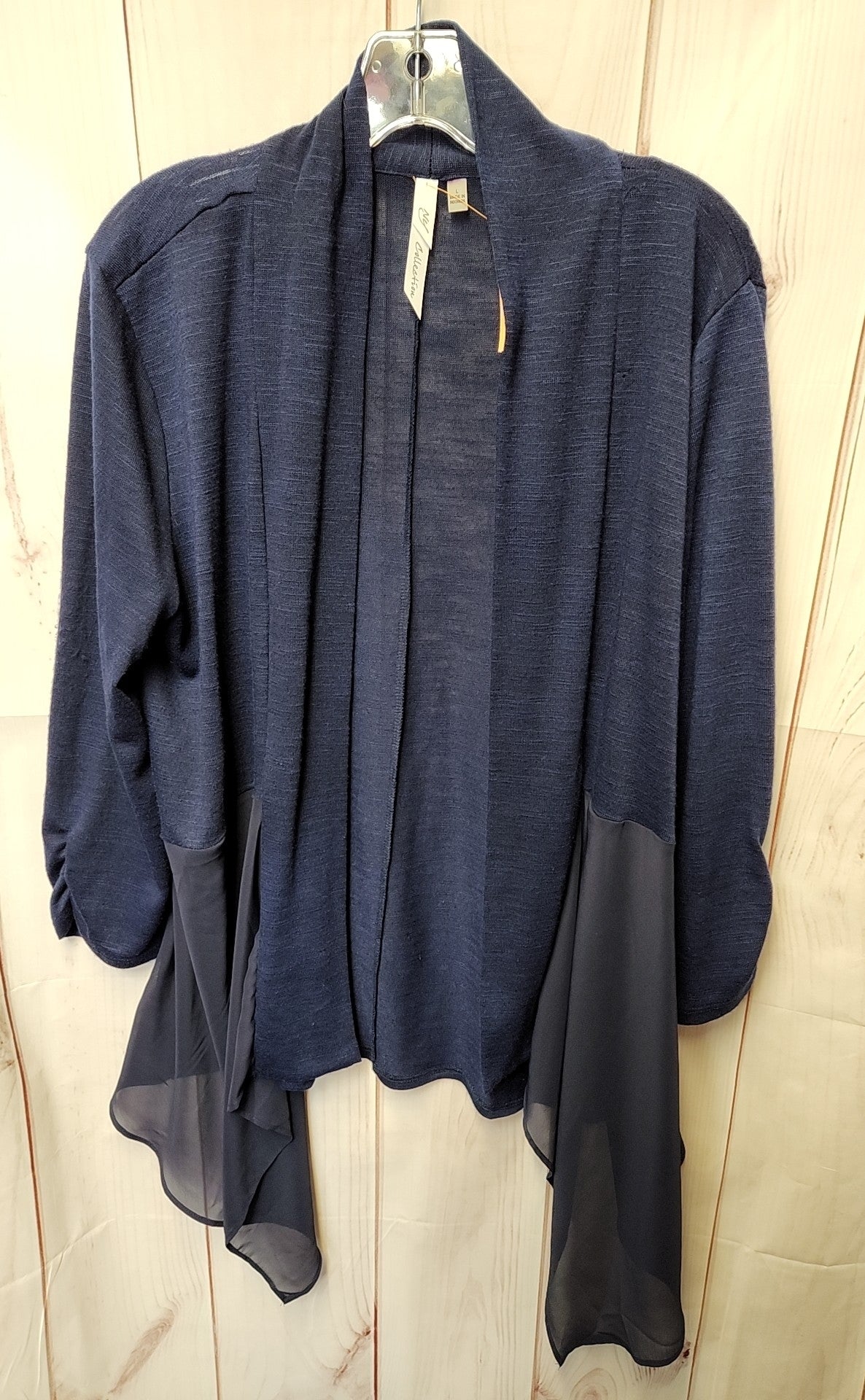 NY Collection Women's Size L Navy Cardigan