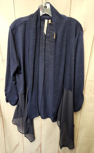NY Collection Women's Size L Navy Cardigan