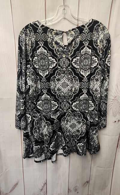 Roz & Ali Women's Size XL Black 3/4 Sleeve Top