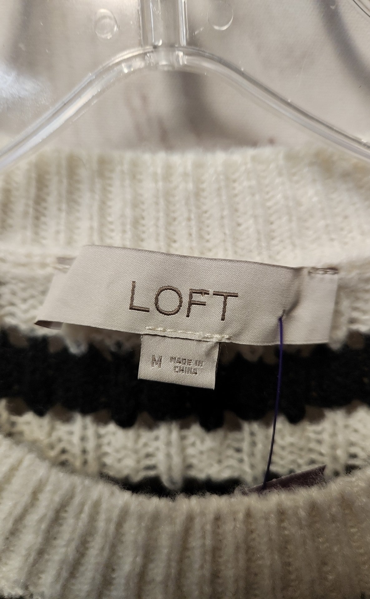 Loft Women's Size M White & Black Sweater