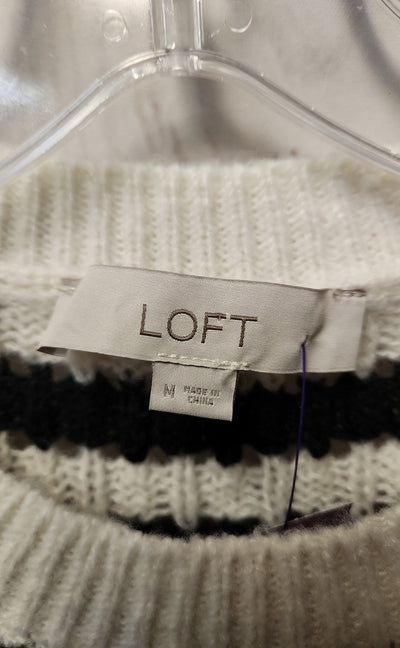 Loft Women's Size M White & Black Sweater