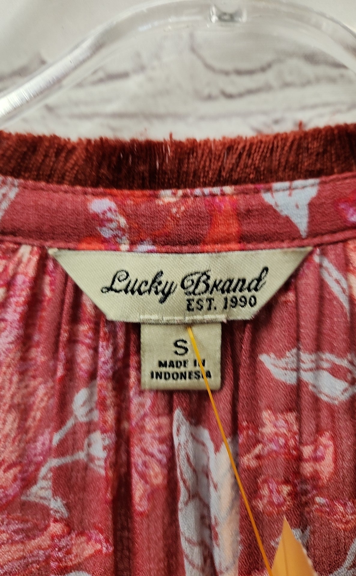 Lucky Brand Women's Size S Red Floral Long Sleeve Top