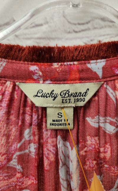 Lucky Brand Women's Size S Red Floral Long Sleeve Top