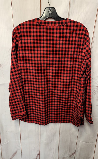 Talbots Women's Size L Petite Red & Black Long Sleeve Top