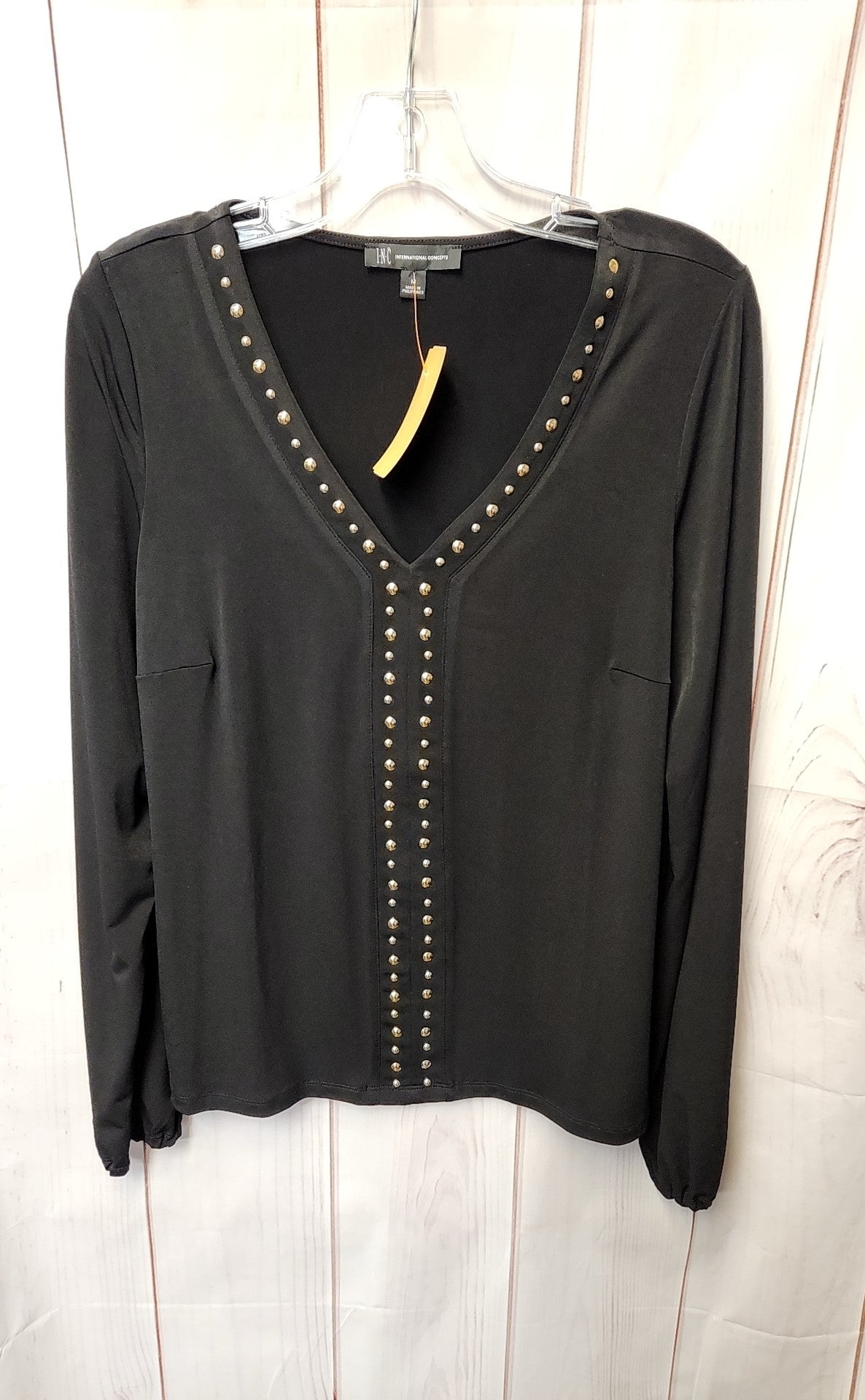 INC Women's Size M Black Long Sleeve Top