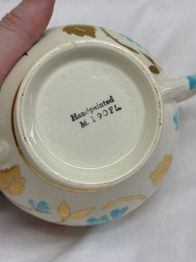 VTG Myott England M190FL Luster Ware Hand Painted White Floral Jar w/ Lid