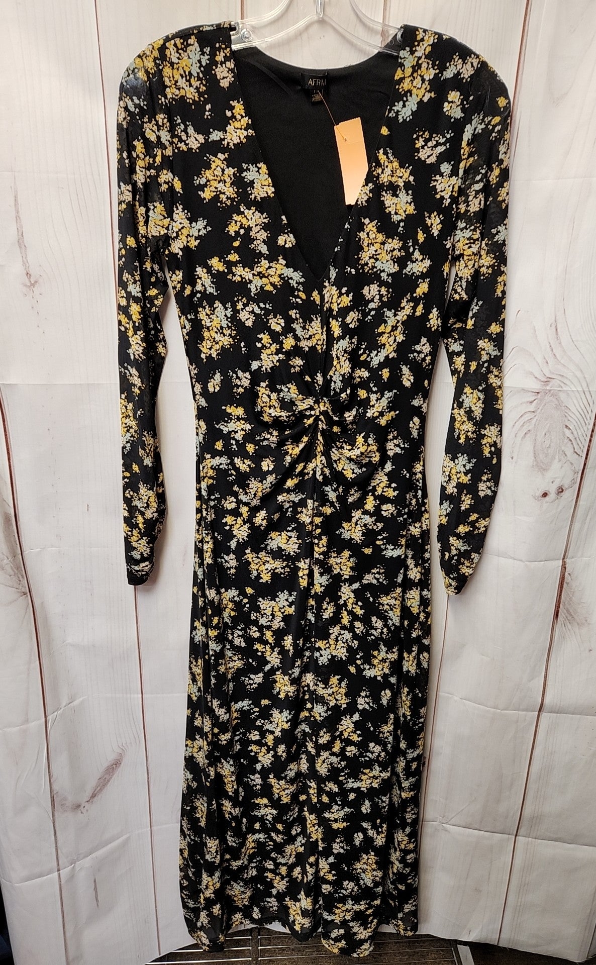 AFRM Women's Size S Black & yellow Floral Dress