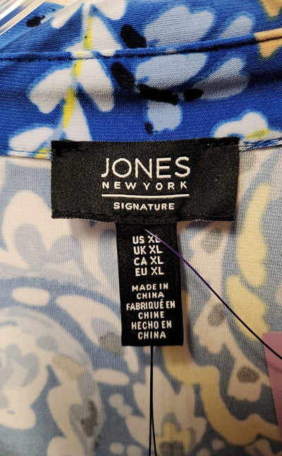 NWT Jones New York Women's Size XL Blue Short Sleeve Top