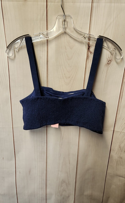 Free People Women's Size L Navy Linen Blend Sleeveless Top