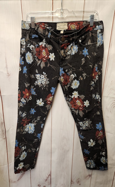 Current Elliott Women's Size 30 (9-10) Black Floral Jeans