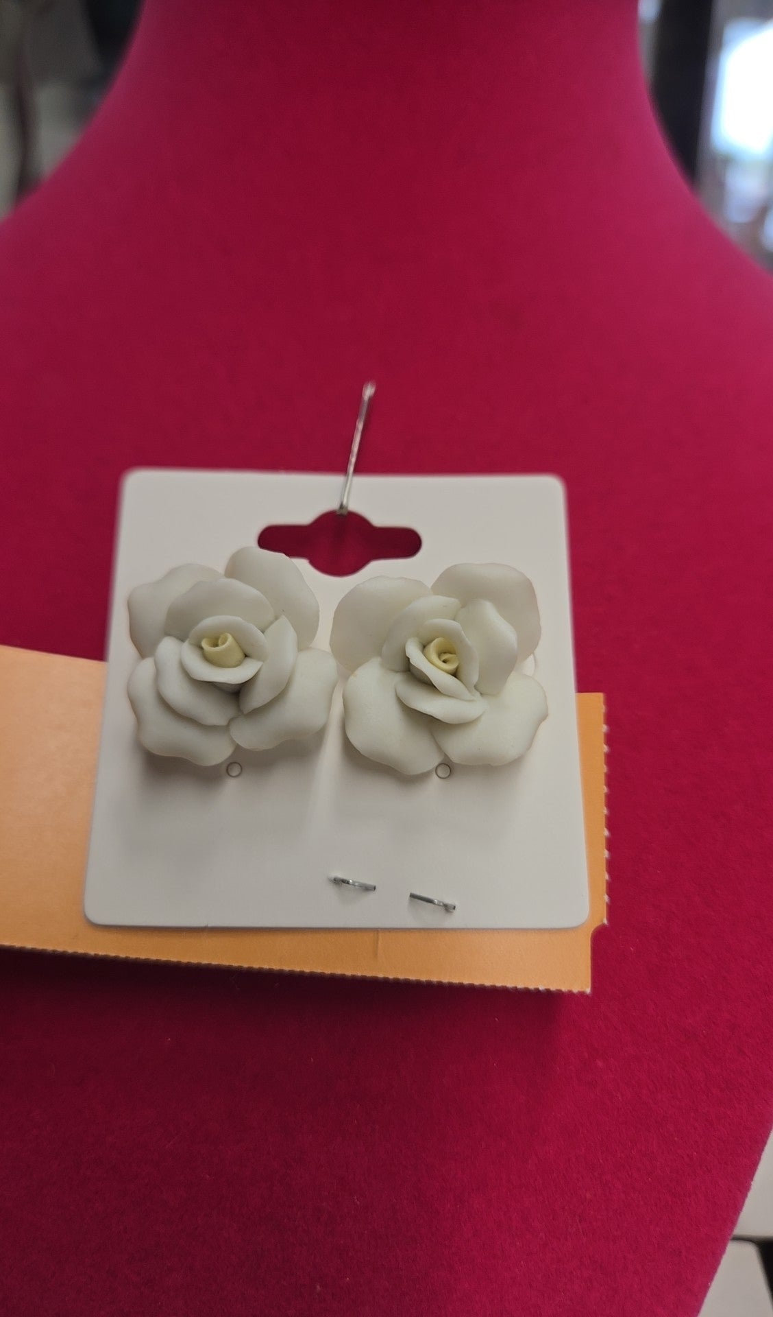White Flower Stud Earrings