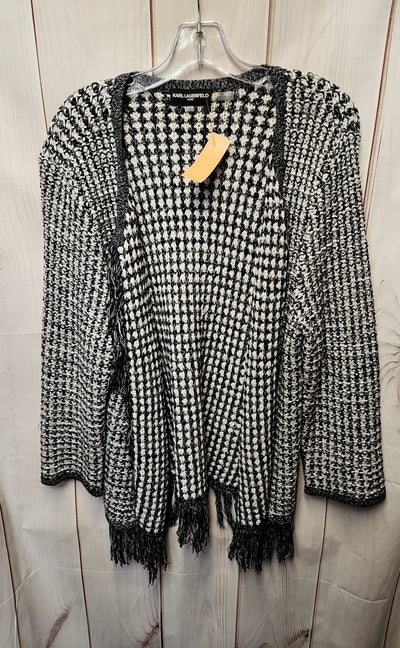 Karl Lagerfeld Women's Size L White & Black Cardigan
