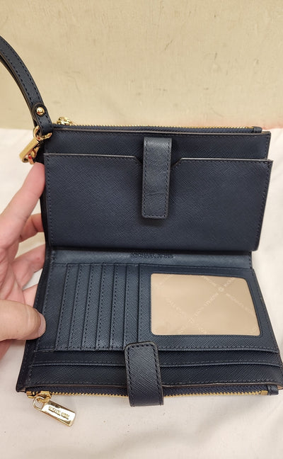 Michael Kors Navy Leather Wristlet