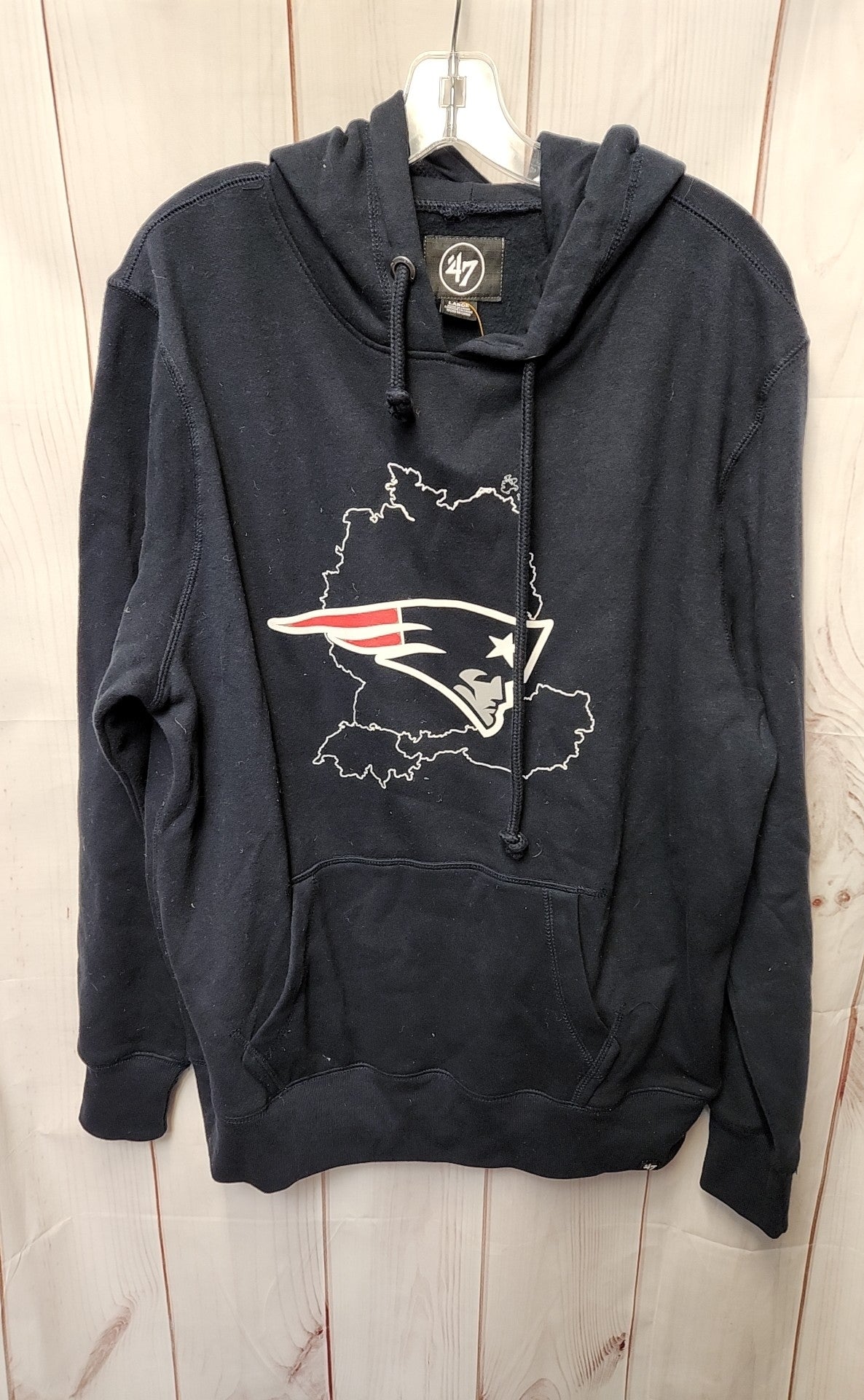 New England Patriots NFL 47  Men's Size L Navy Hooded Sweatshirt