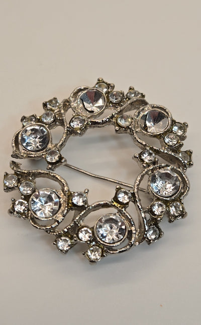 Silver Rhinestone Brooch Pin