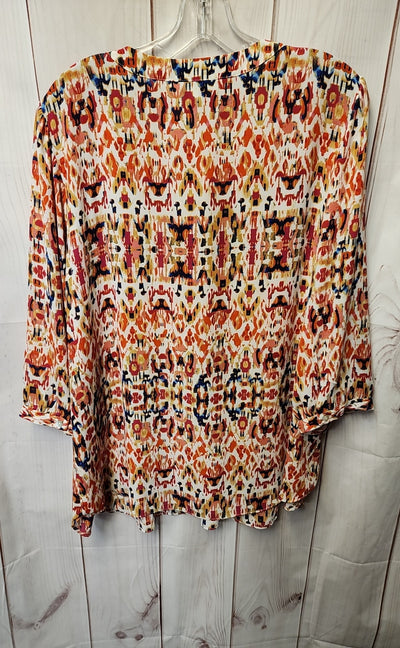 Rose & Olive Women's Size 1X Orange 3/4 Sleeve Top