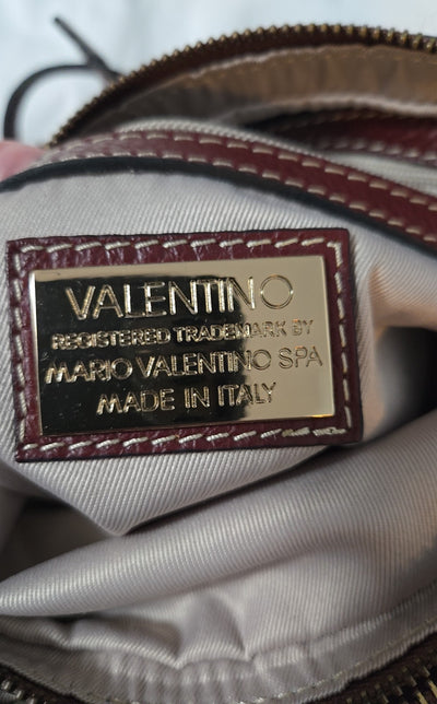Valentino Maroon Dollaro Mila Miele Leather Tassel Shoulder Purse Bag